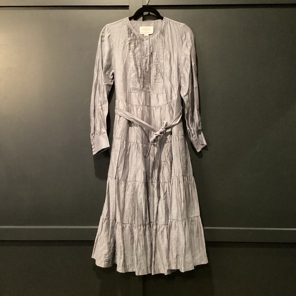 ANTHROPOLOGIE MARE MARE Agosta Tiered Belted Maxi praire boho long sleeve Dress - Picture 2 of 10